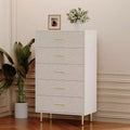 Commode haute et étroite ; commode fine en bois avec poignées et pieds en métal doré