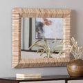 bali &amp; pari Adino Bohemian Woven Natural Grasscloth Square Accent Mirror