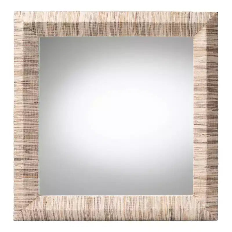 Miroir décoratif carré en herbe tressée naturelle