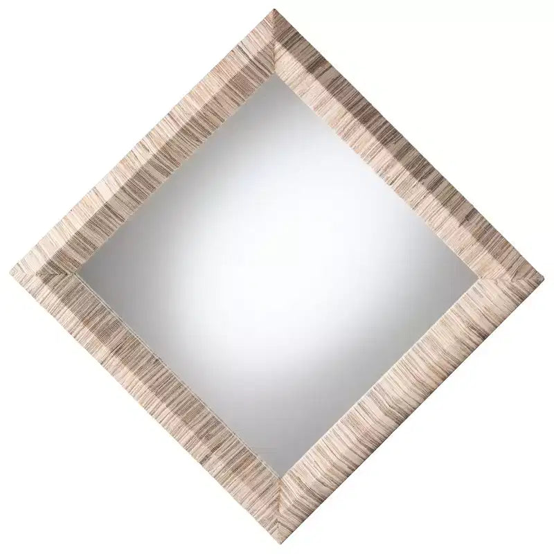 Miroir décoratif carré en herbe tressée naturelle