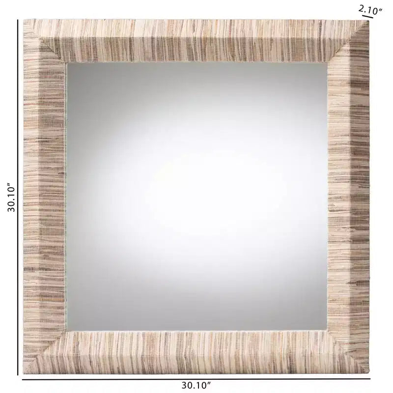 Miroir décoratif carré en herbe tressée naturelle