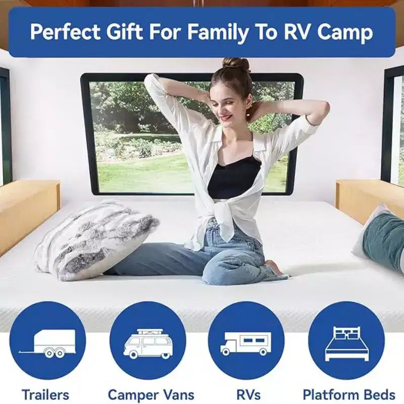 Matelas en mousse à mémoire de forme de 20-25 cm, matelas de lit rafraîchissant au thé vert/gel de fermeté moyenne en boîte pour campeurs, matelas anti-stress
