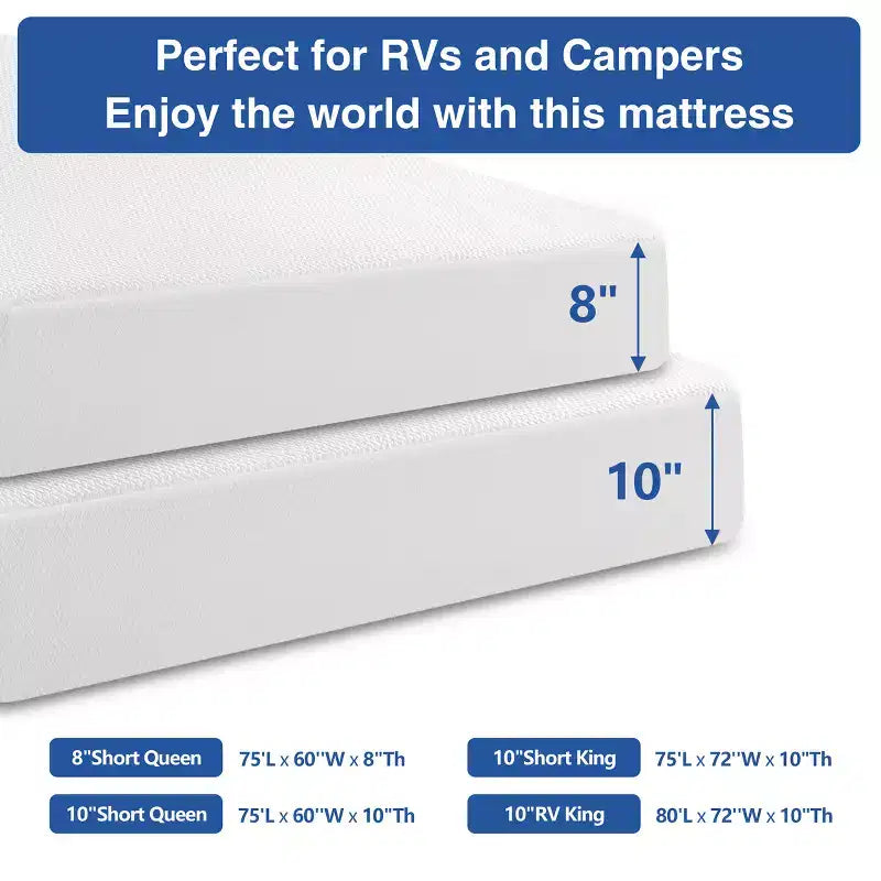 Matelas en mousse à mémoire de forme de 20-25 cm, matelas de lit rafraîchissant au thé vert/gel de fermeté moyenne en boîte pour campeurs, matelas anti-stress