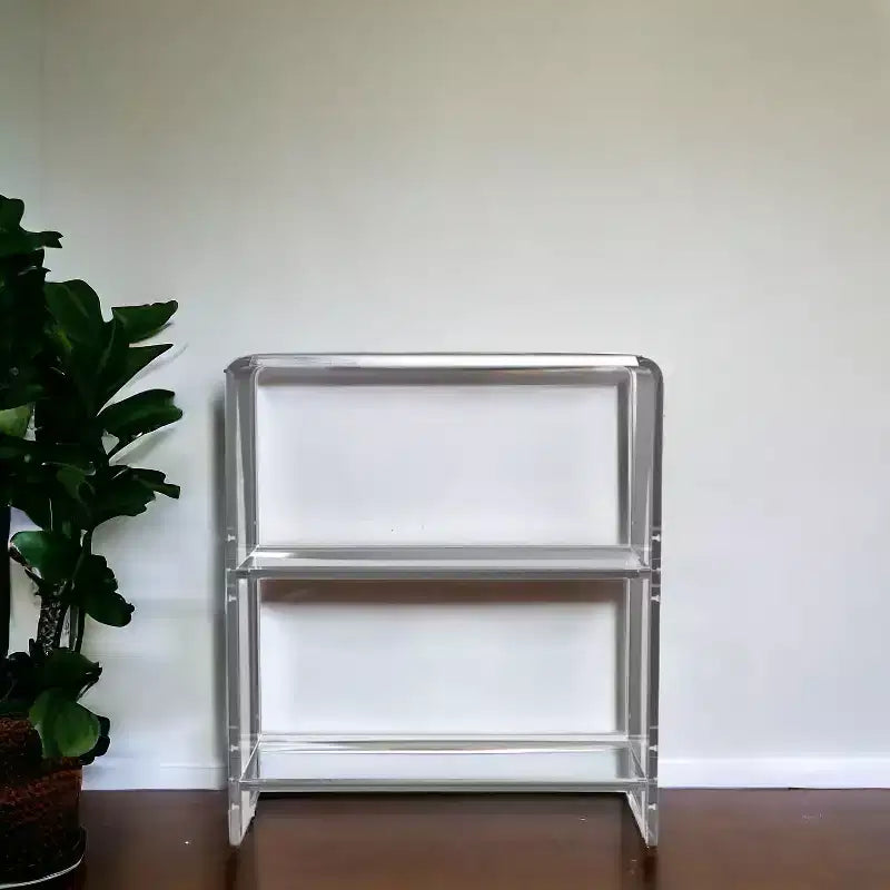 Étagère à livres à deux niveaux en plastique transparent