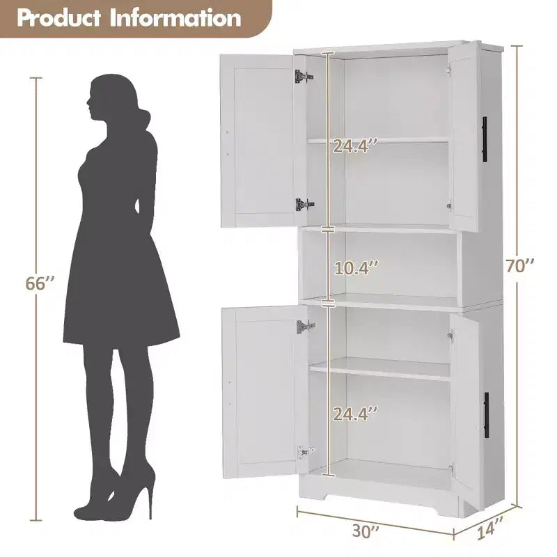 Un meuble de rangement de cuisine de 178 cm de hauteur, adapté aux salles à manger, salles de bain, buanderies et autres lieux similaires