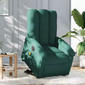 Fauteuil inclinable de massage électrique avec fonction releveur, massage par vibration, dossier/repose-pieds auto-ajustable, tissu vert foncé, poche latérale