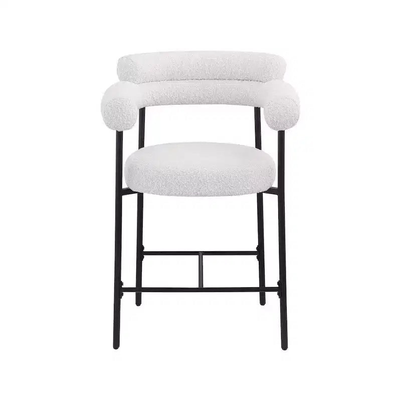 Tabourets de bar en velours couleur crème