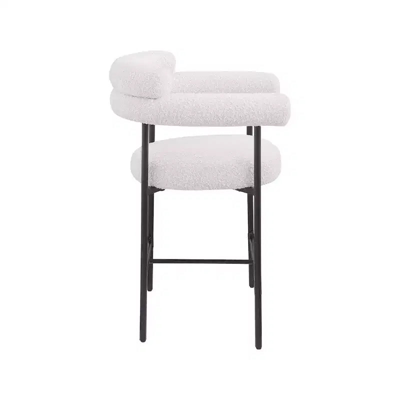 Tabourets de bar en velours couleur crème