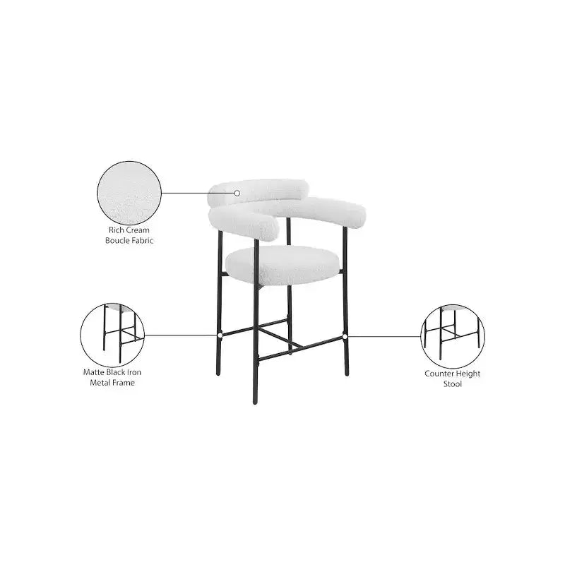 Tabourets de bar en velours couleur crème