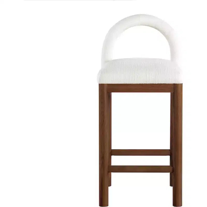 Tabouret de comptoir en tissu texturé lin crème
