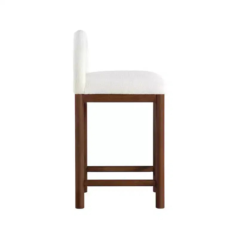 Tabouret de comptoir en tissu texturé lin crème