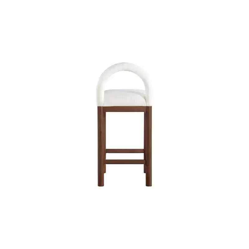 Tabouret de comptoir en tissu texturé lin crème