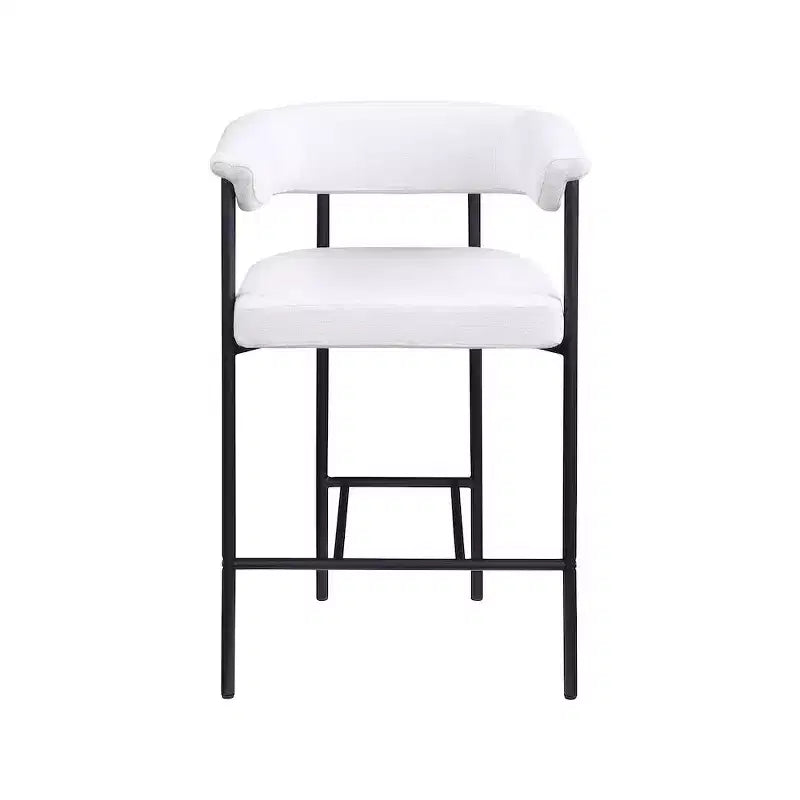 Tabouret de bar texturé en lin beige