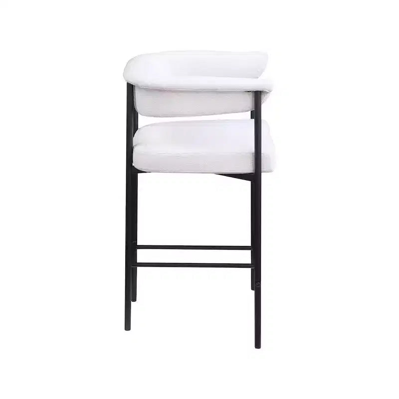 Tabouret de bar texturé en lin beige