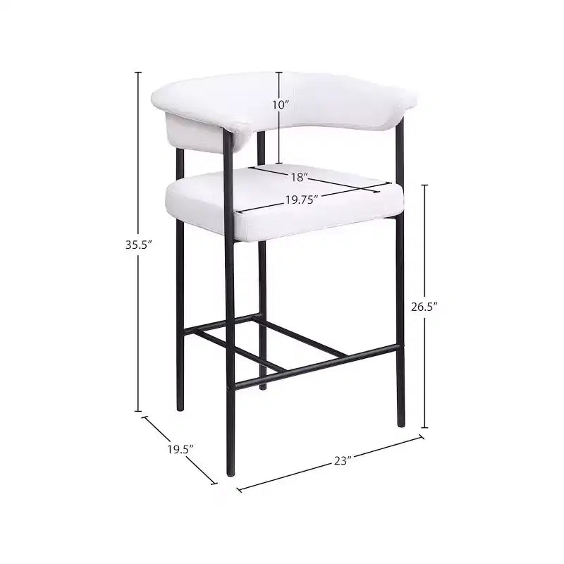 Tabouret de bar texturé en lin beige