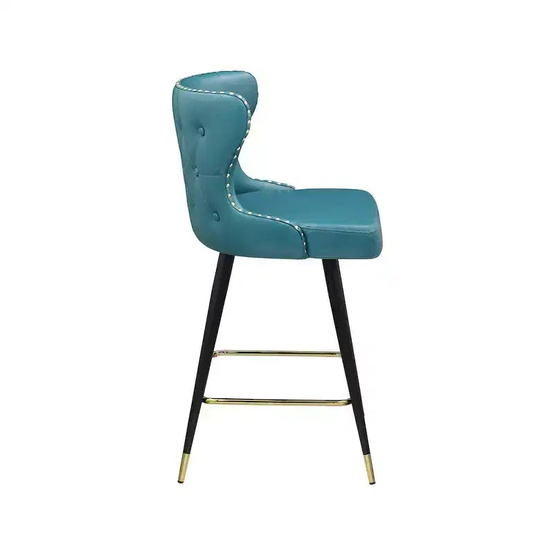 Tabourets de bar/tabourets hauts en cuir végétalien bleu