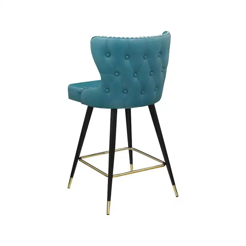 Tabourets de bar/tabourets hauts en cuir végétalien bleu