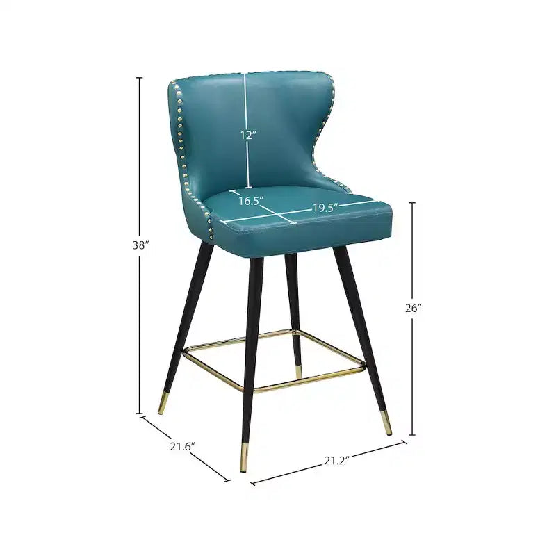 Tabourets de bar/tabourets hauts en cuir végétalien bleu