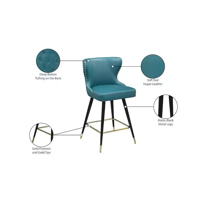 Tabourets de bar/tabourets hauts en cuir végétalien bleu