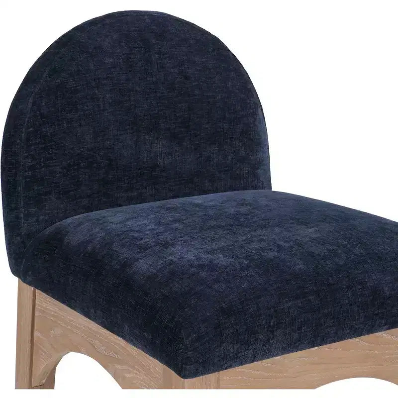 Tabouret en tissu chenille bleu marine