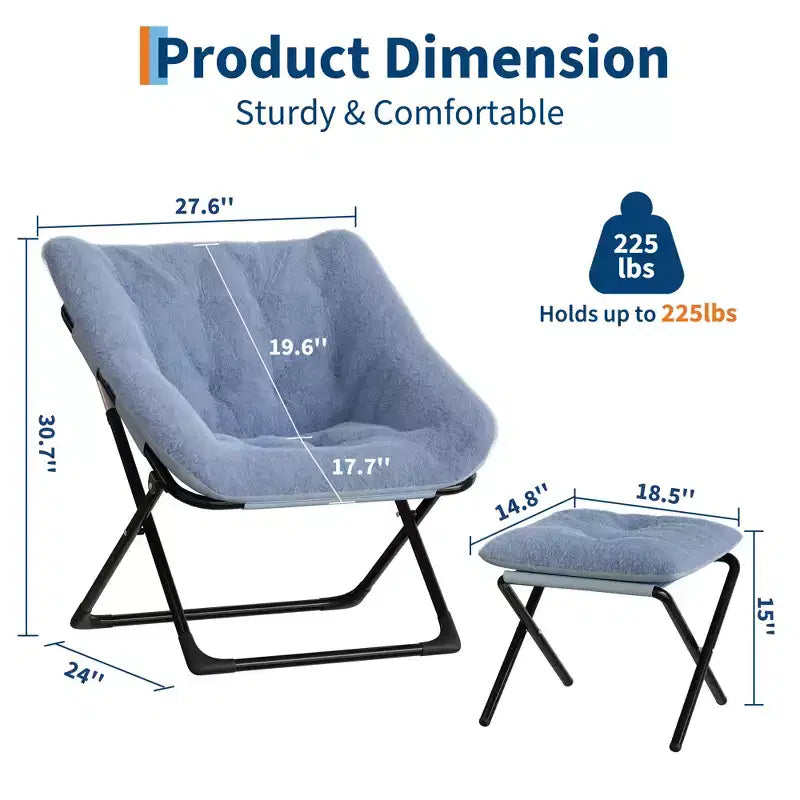 Chaise en forme de disque, base antidérapante, chaise longue pliable extra-large, chaise décorative pour chambres et dortoirs