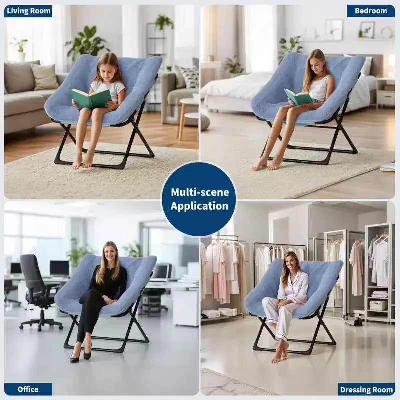 Chaise en forme de disque, base antidérapante, chaise longue pliable extra-large, chaise décorative pour chambres et dortoirs