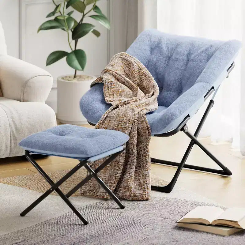 Chaise en forme de disque, base antidérapante, chaise longue pliable extra-large, chaise décorative pour chambres et dortoirs