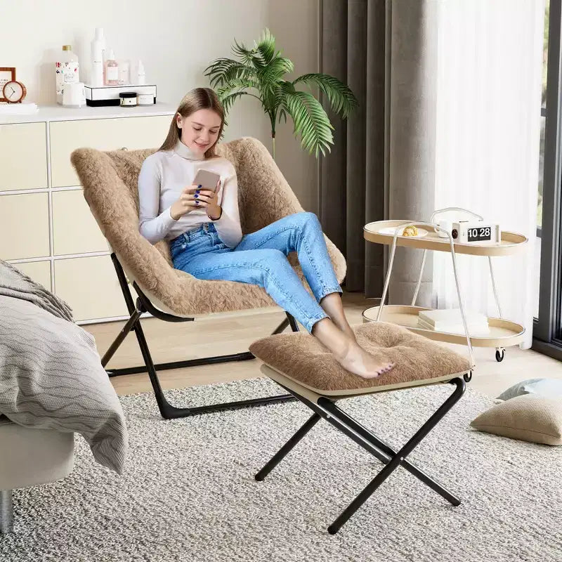 Chaise en forme de disque, base antidérapante, chaise longue pliable extra-large, chaise décorative pour chambres et dortoirs