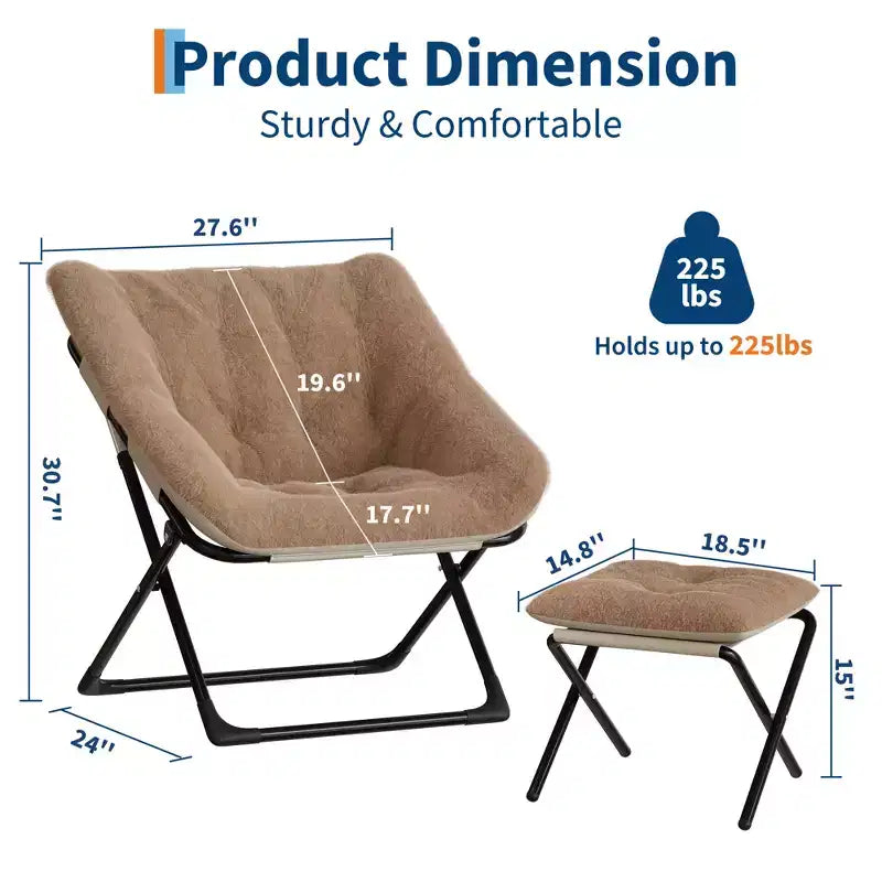 Chaise en forme de disque, base antidérapante, chaise longue pliable extra-large, chaise décorative pour chambres et dortoirs
