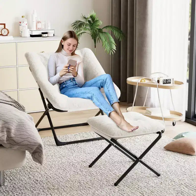 Chaise en forme de disque, base antidérapante, chaise longue pliable extra-large, chaise décorative pour chambres et dortoirs
