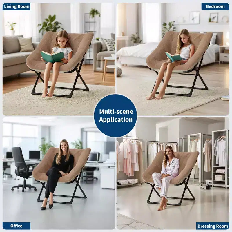 Chaise en forme de disque, base antidérapante, chaise longue pliable extra-large, chaise décorative pour chambres et dortoirs