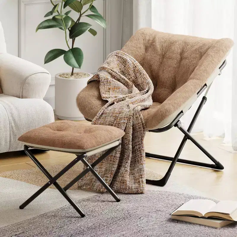 Chaise en forme de disque, base antidérapante, chaise longue pliable extra-large, chaise décorative pour chambres et dortoirs