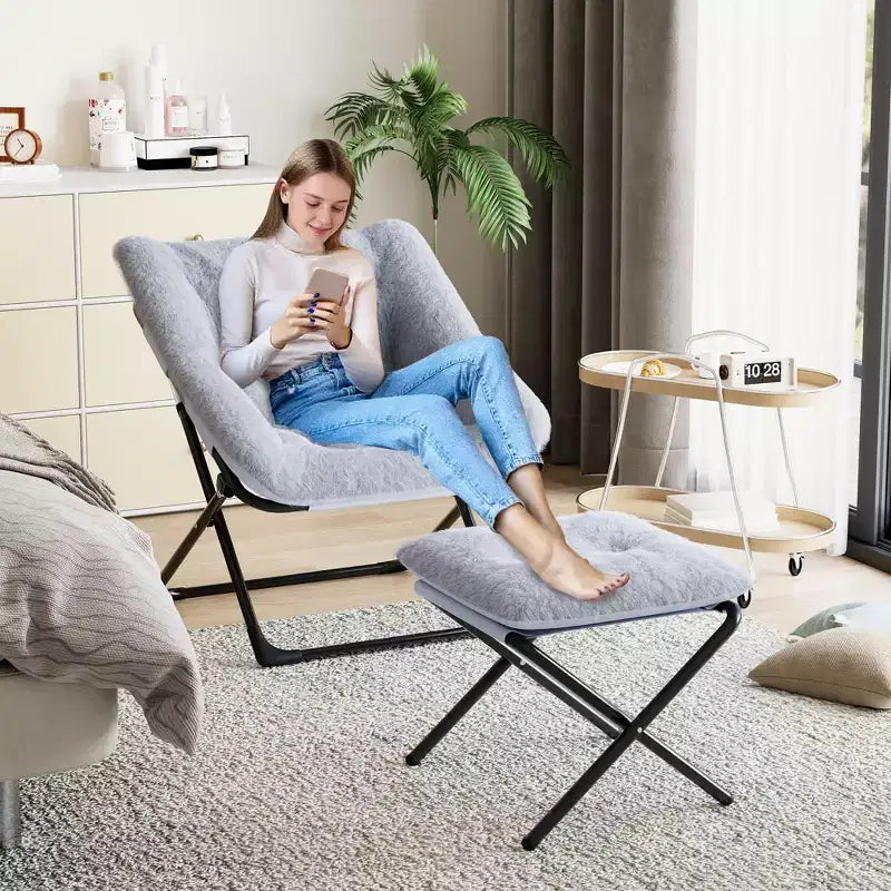 Chaise en forme de disque, base antidérapante, chaise longue pliable extra-large, chaise décorative pour chambres et dortoirs