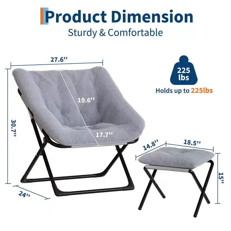 Chaise en forme de disque, base antidérapante, chaise longue pliable extra-large, chaise décorative pour chambres et dortoirs