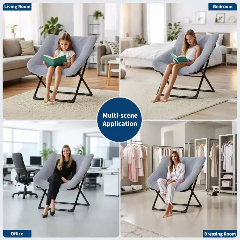 Chaise en forme de disque, base antidérapante, chaise longue pliable extra-large, chaise décorative pour chambres et dortoirs