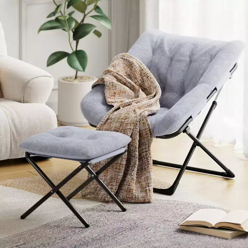 Chaise en forme de disque, base antidérapante, chaise longue pliable extra-large, chaise décorative pour chambres et dortoirs