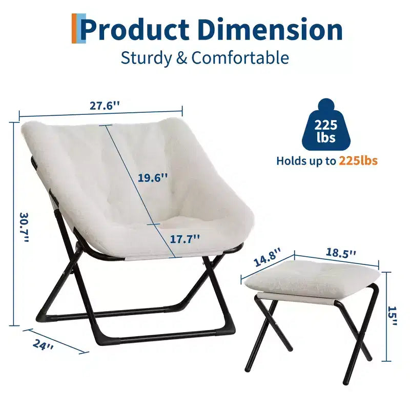 Chaise en forme de disque, base antidérapante, chaise longue pliable extra-large, chaise décorative pour chambres et dortoirs