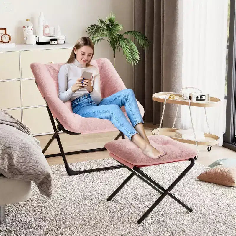 Chaise en forme de disque, base antidérapante, chaise longue pliable extra-large, chaise décorative pour chambres et dortoirs