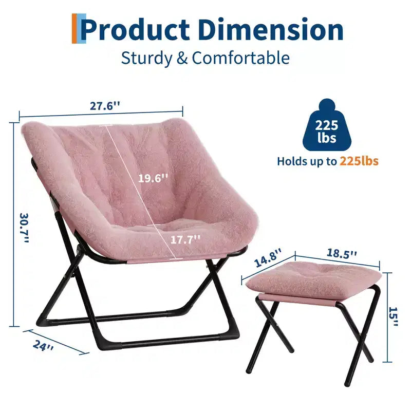 Chaise en forme de disque, base antidérapante, chaise longue pliable extra-large, chaise décorative pour chambres et dortoirs