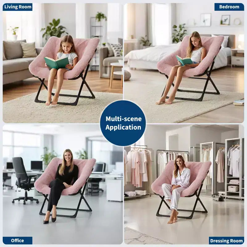 Chaise en forme de disque, base antidérapante, chaise longue pliable extra-large, chaise décorative pour chambres et dortoirs