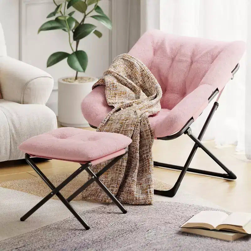 Chaise en forme de disque, base antidérapante, chaise longue pliable extra-large, chaise décorative pour chambres et dortoirs