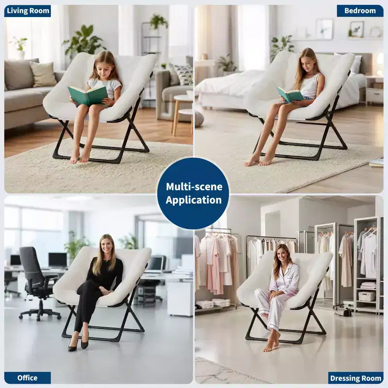 Chaise en forme de disque, base antidérapante, chaise longue pliable extra-large, chaise décorative pour chambres et dortoirs