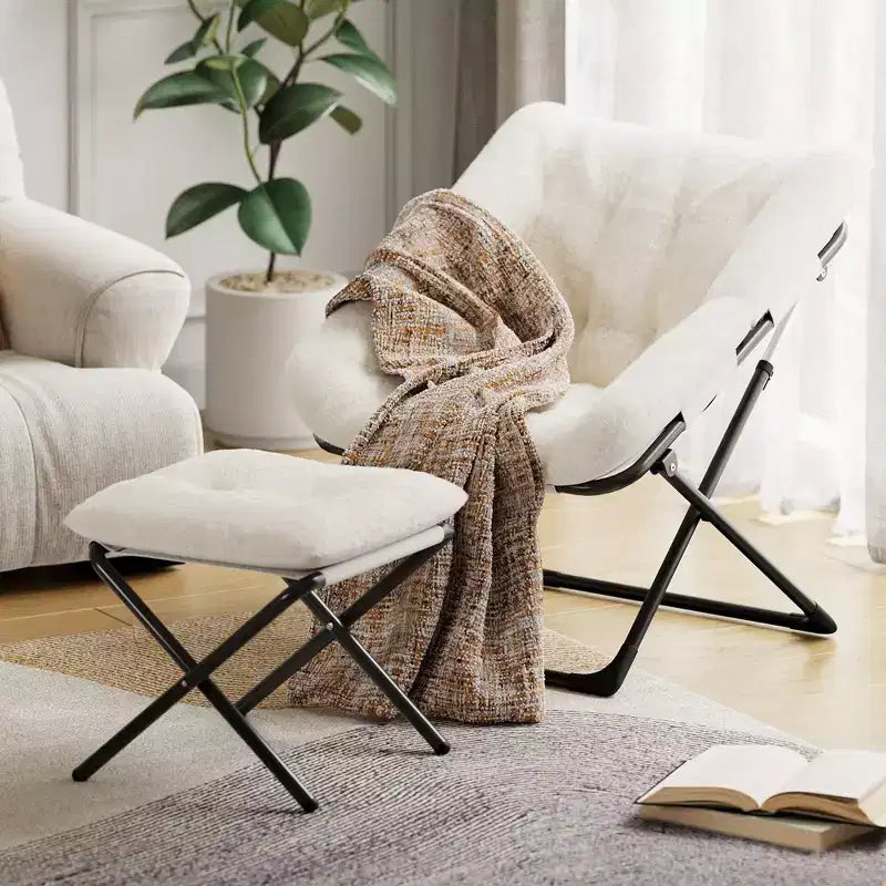 Chaise en forme de disque, base antidérapante, chaise longue pliable extra-large, chaise décorative pour chambres et dortoirs