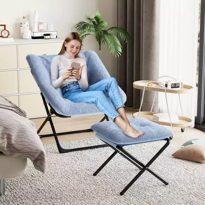 Chaise en forme de disque, base antidérapante, chaise longue pliable extra-large, chaise décorative pour chambres et dortoirs