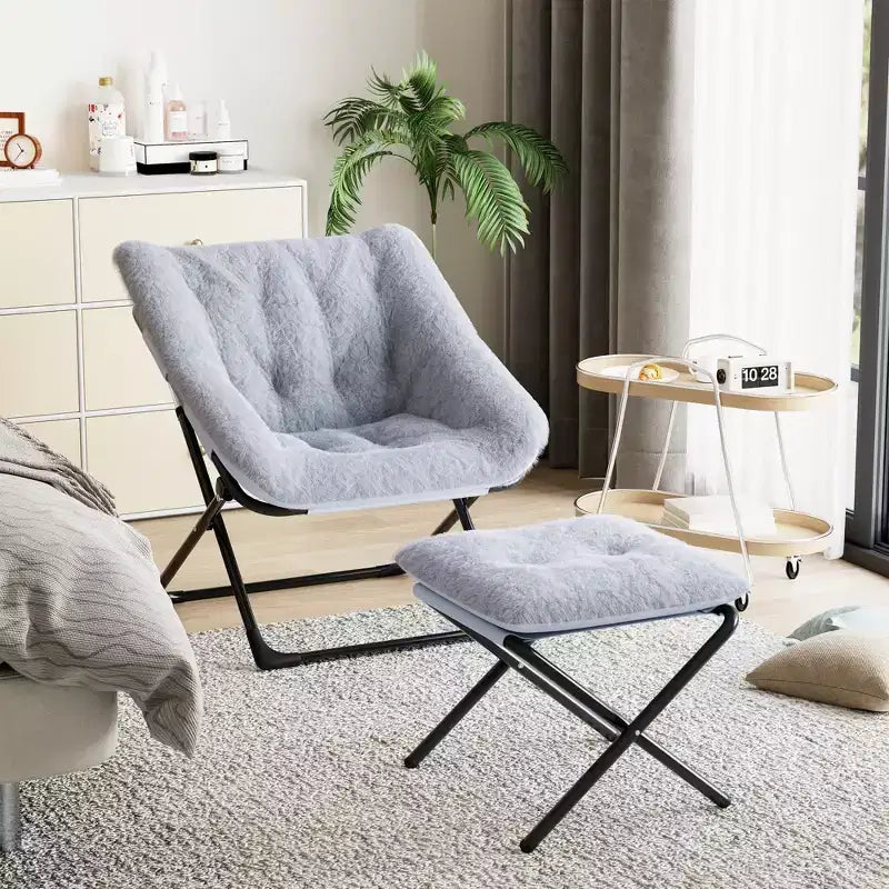 Chaise en forme de disque, base antidérapante, chaise longue pliable extra-large, chaise décorative pour chambres et dortoirs