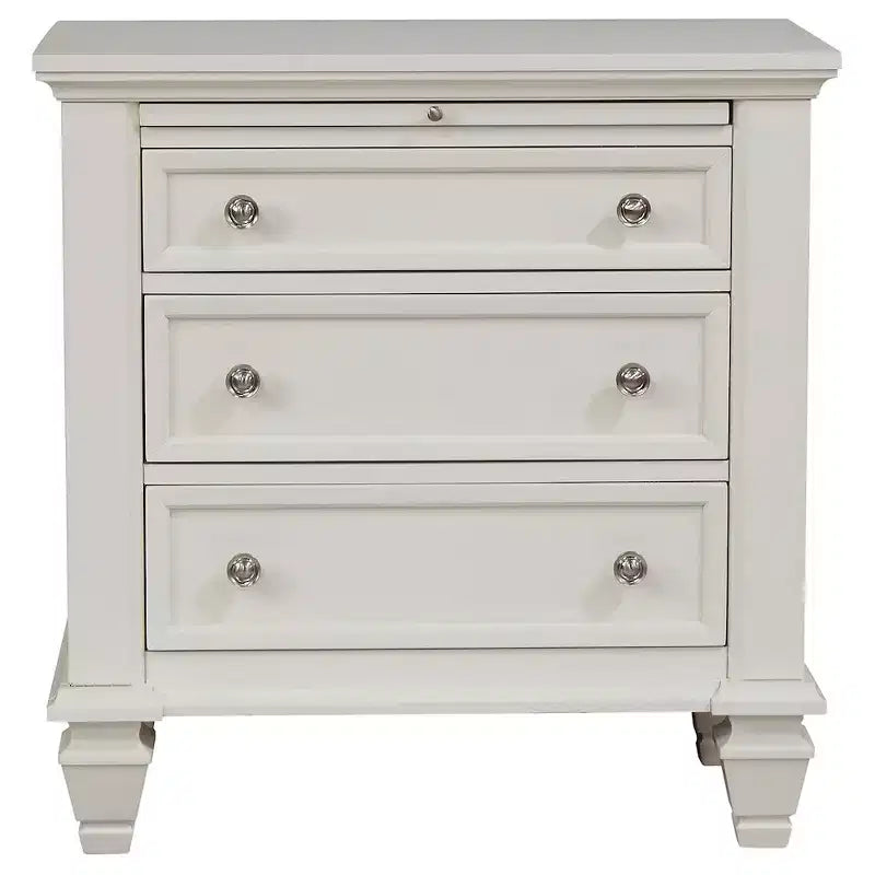 Table de chevet 3 tiroirs Blanc Crème