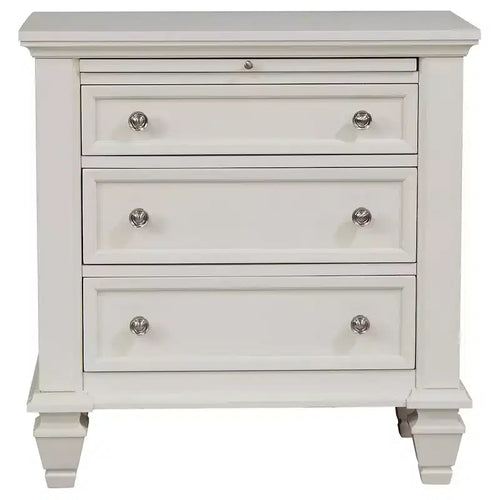 Table de chevet 3 tiroirs Blanc Crème