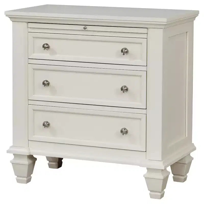Table de chevet 3 tiroirs Blanc Crème