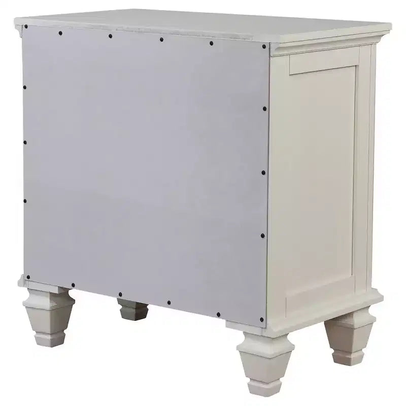 Table de chevet 3 tiroirs Blanc Crème