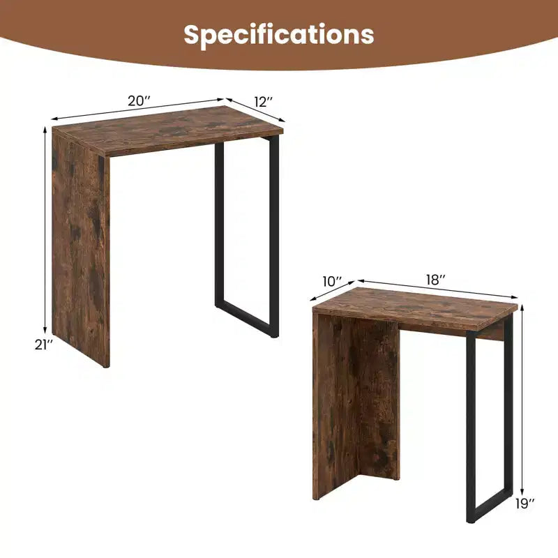 Table basse gigogne 2-en-1 plateau aspect bois table d'appoint pour canapé marron rustique